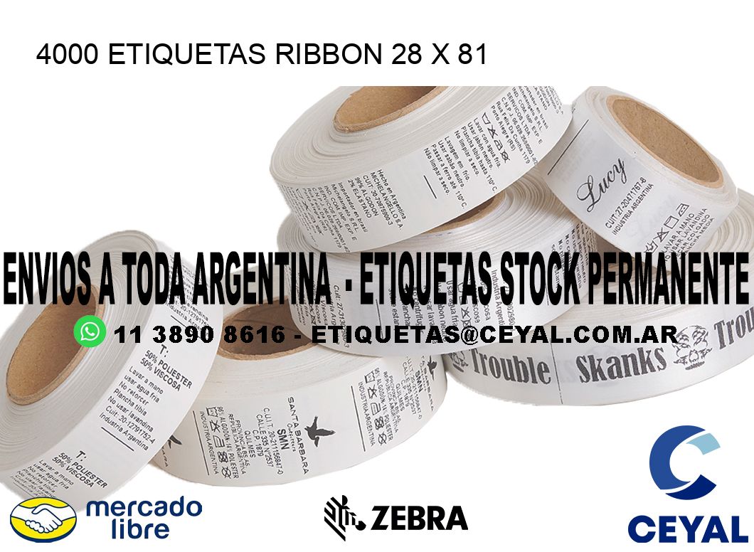 4000 ETIQUETAS RIBBON 28 x 81