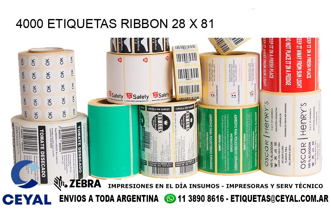4000 ETIQUETAS RIBBON 28 x 81