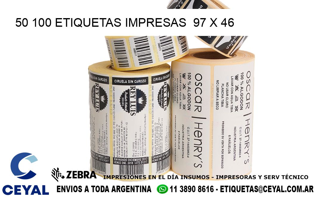 50 100 ETIQUETAS IMPRESAS  97 x 46