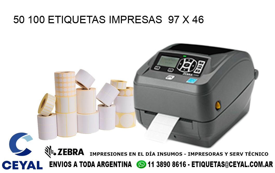 50 100 ETIQUETAS IMPRESAS  97 x 46