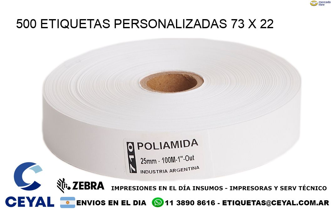 500 ETIQUETAS PERSONALIZADAS 73 x 22