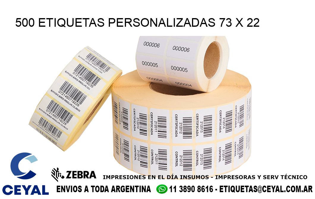 500 ETIQUETAS PERSONALIZADAS 73 x 22