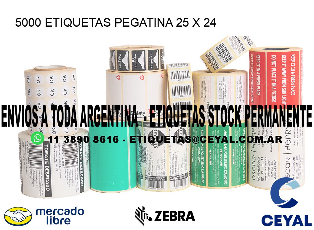 5000 ETIQUETAS PEGATINA 25 x 24