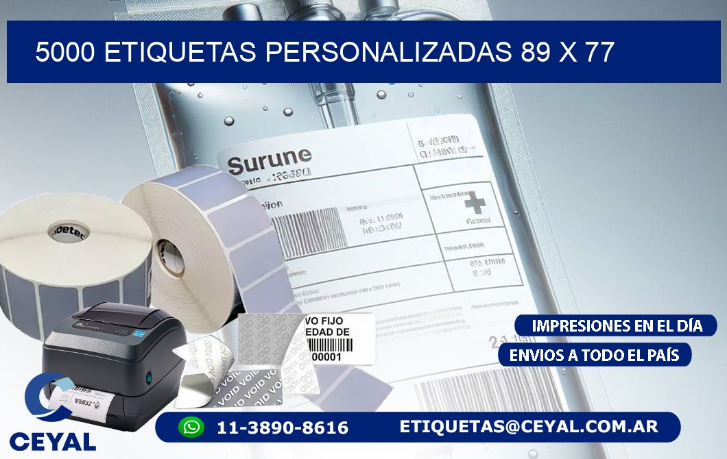 5000 ETIQUETAS PERSONALIZADAS 89 x 77