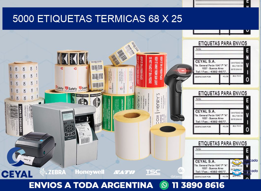 5000 ETIQUETAS TERMICAS 68 x 25