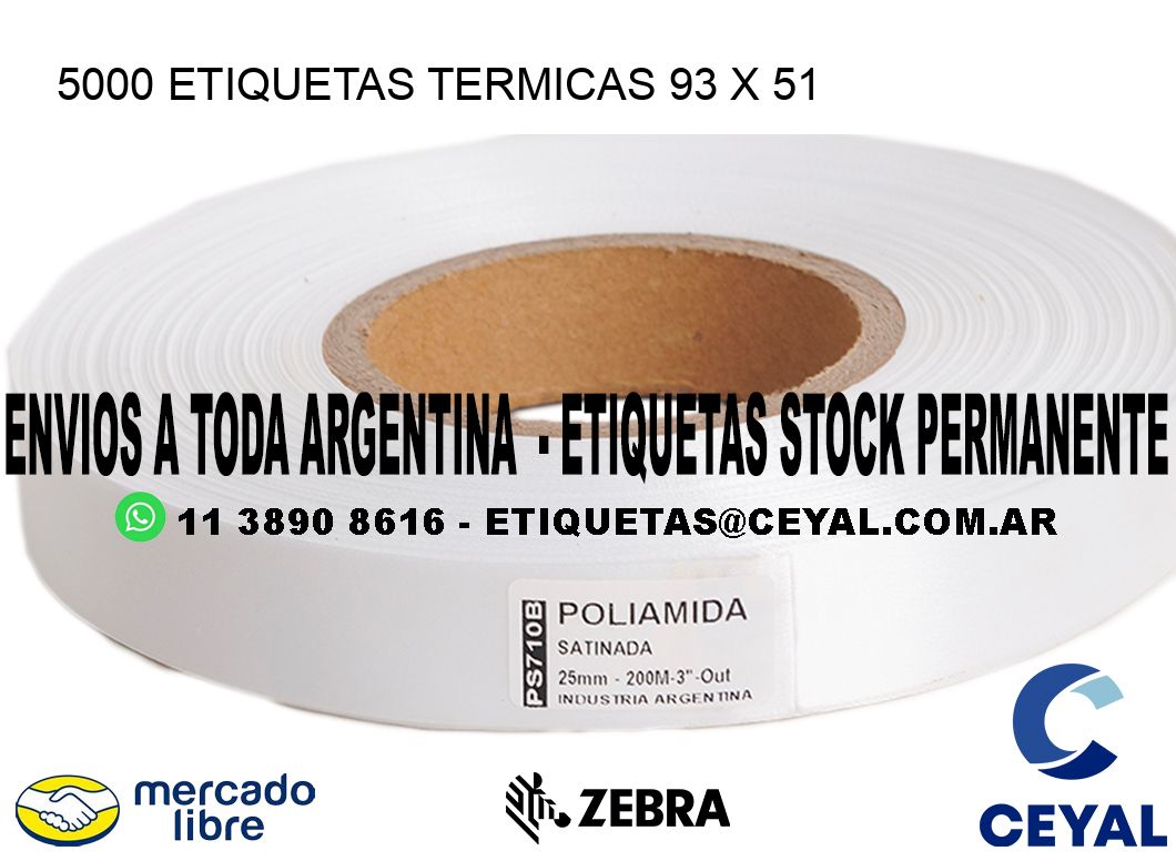 5000 ETIQUETAS TERMICAS 93 x 51