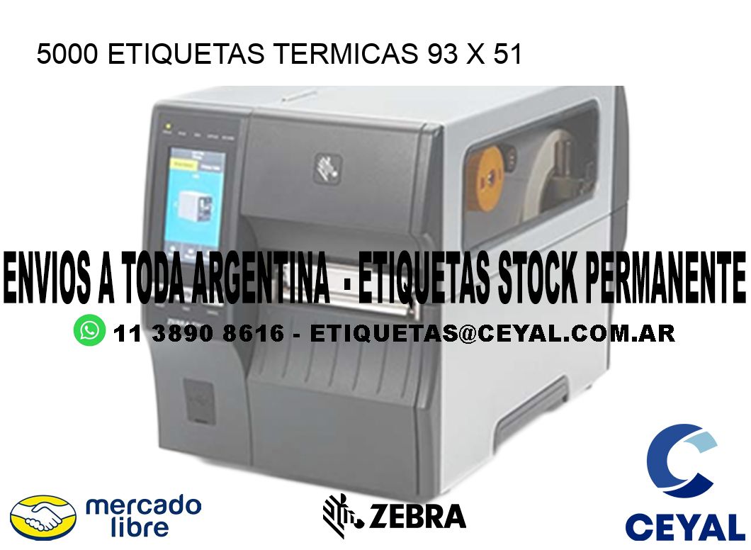 5000 ETIQUETAS TERMICAS 93 x 51