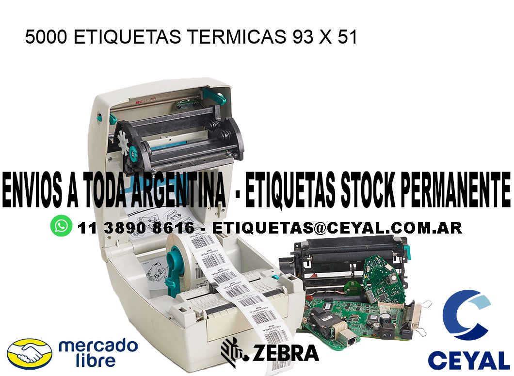 5000 ETIQUETAS TERMICAS 93 x 51