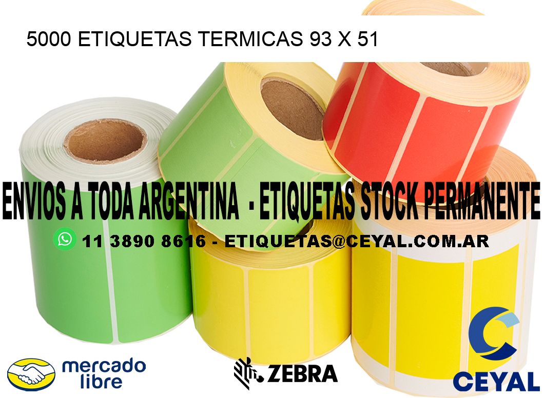 5000 ETIQUETAS TERMICAS 93 x 51