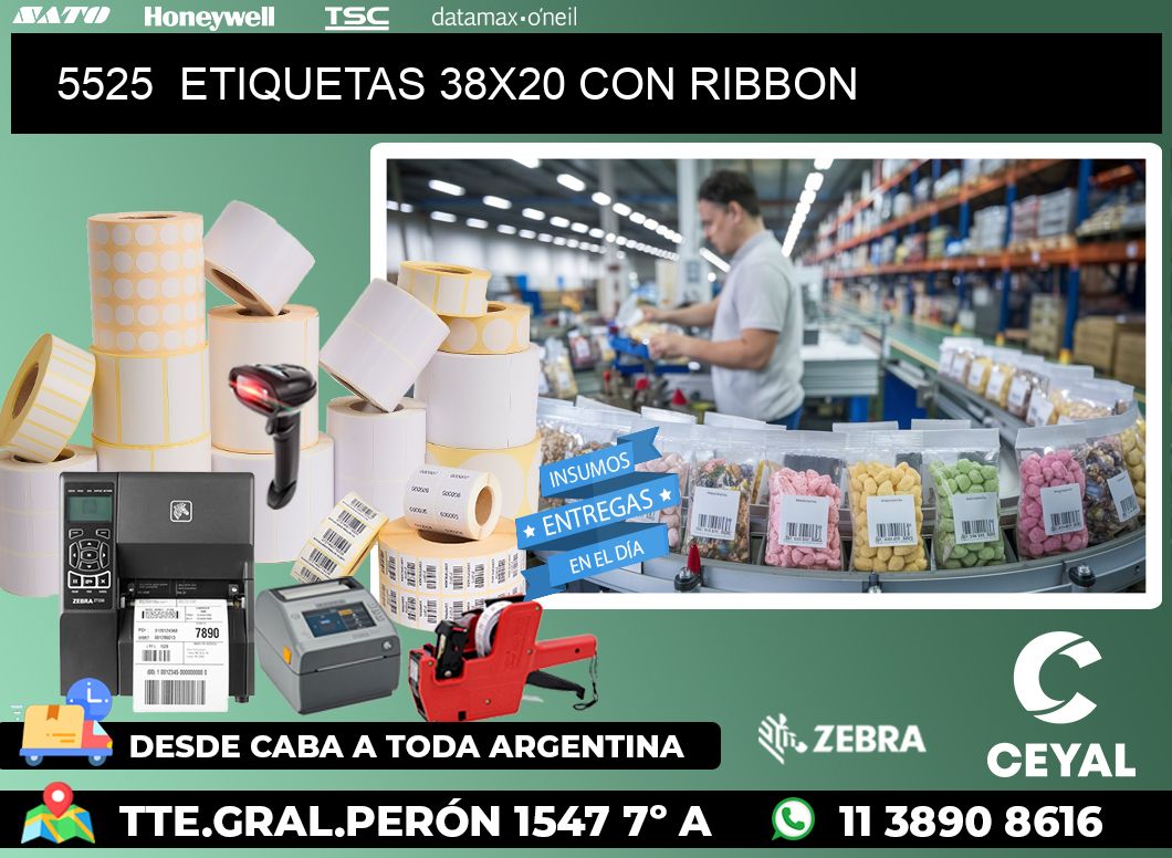 5525  ETIQUETAS 38X20 CON RIBBON