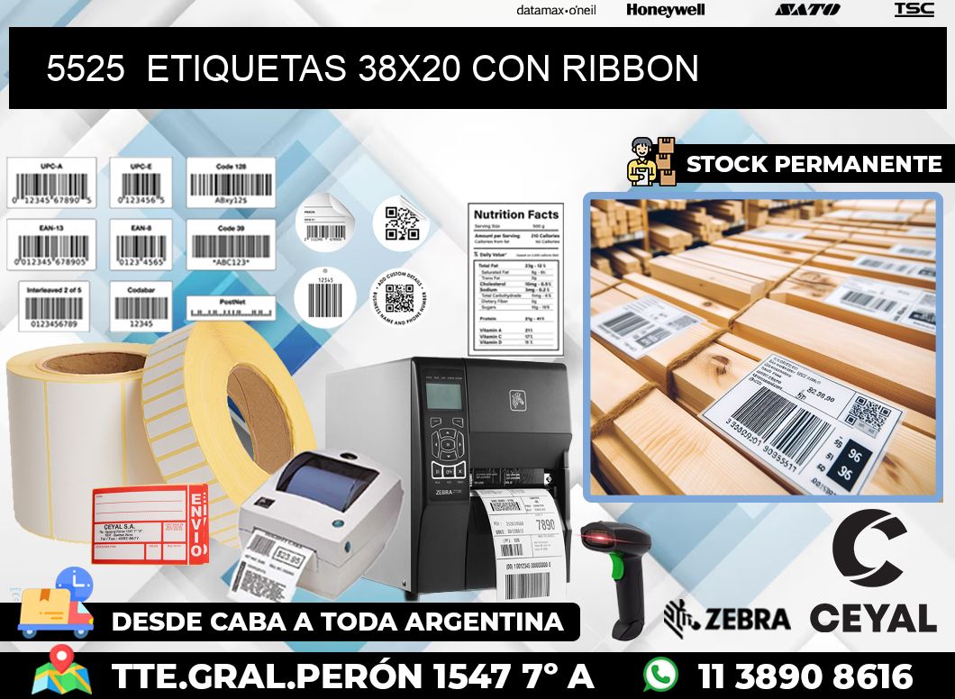 5525  ETIQUETAS 38X20 CON RIBBON