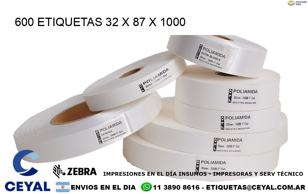 600 ETIQUETAS 32 x 87 x 1000