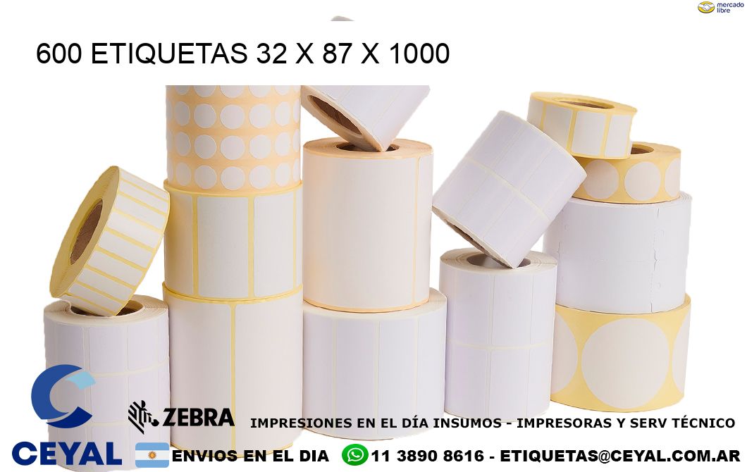 600 ETIQUETAS 32 x 87 x 1000