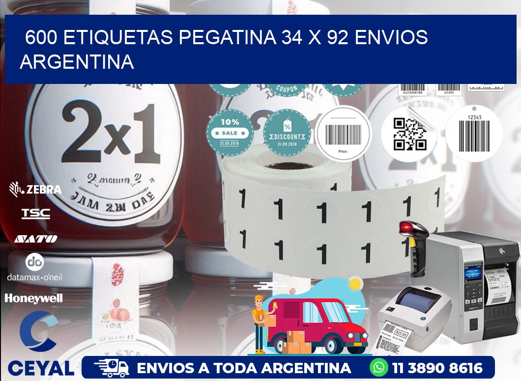 600 ETIQUETAS PEGATINA 34 x 92 ENVIOS ARGENTINA