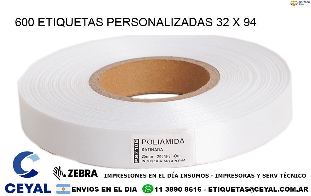 600 ETIQUETAS PERSONALIZADAS 32 x 94