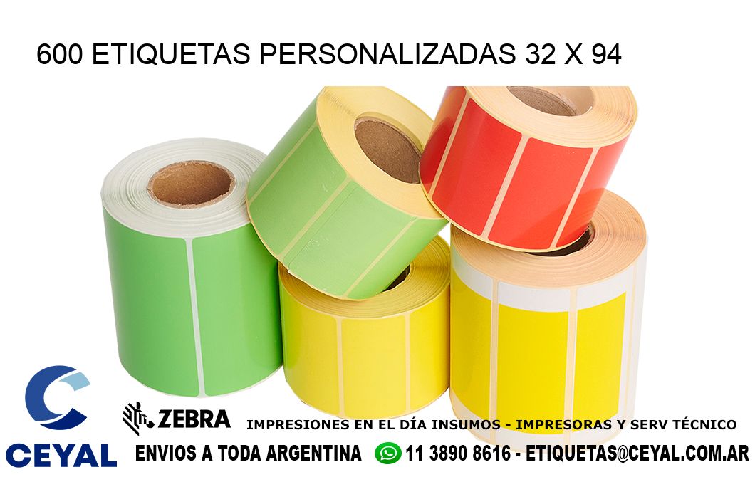 600 ETIQUETAS PERSONALIZADAS 32 x 94
