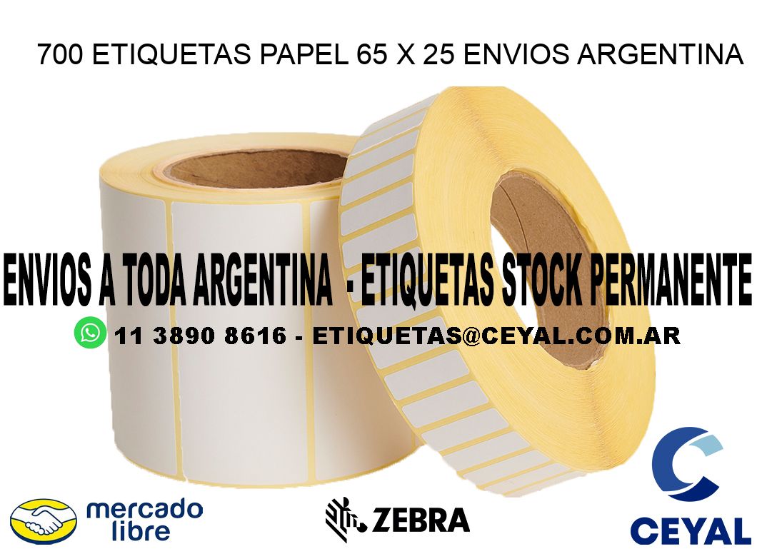 700 ETIQUETAS PAPEL 65 x 25 ENVIOS ARGENTINA