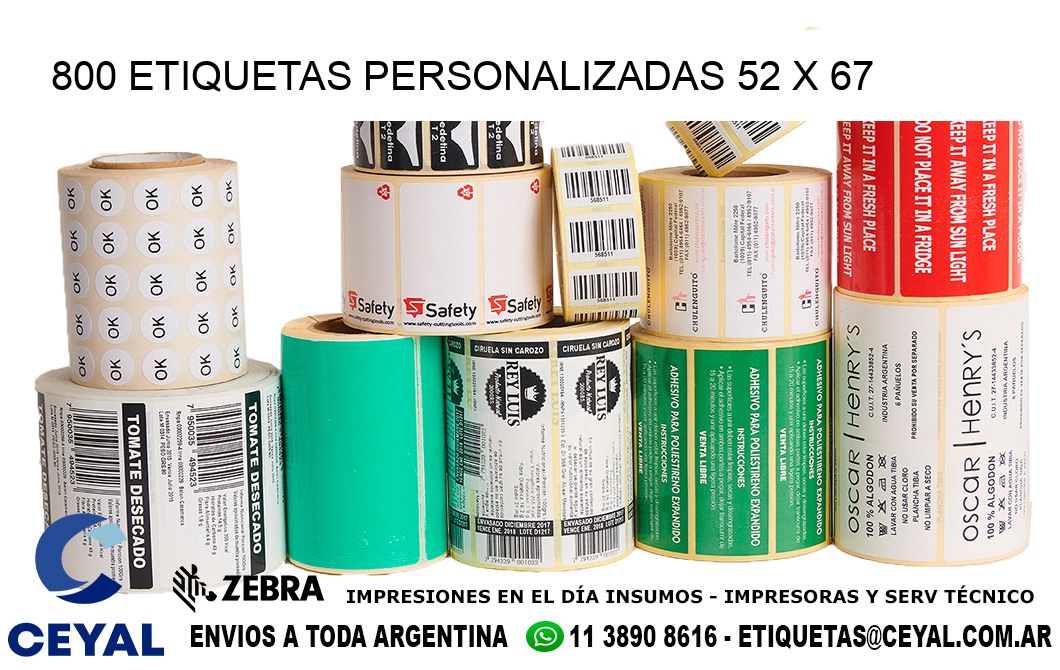 800 ETIQUETAS PERSONALIZADAS 52 x 67