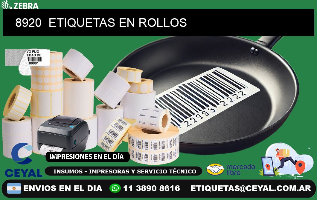 8920  ETIQUETAS EN ROLLOS