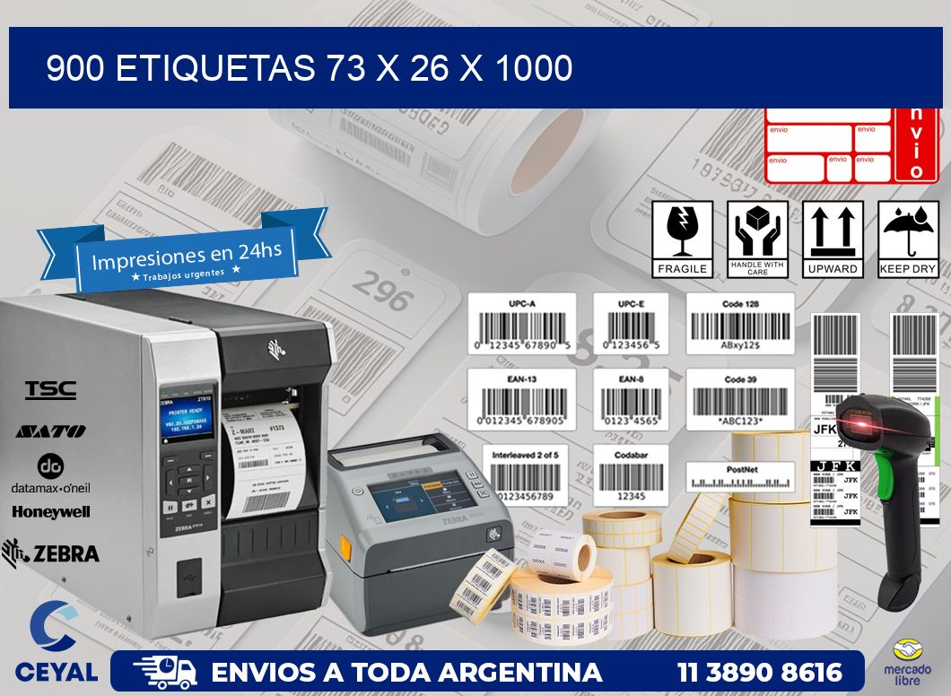 900 ETIQUETAS 73 x 26 x 1000