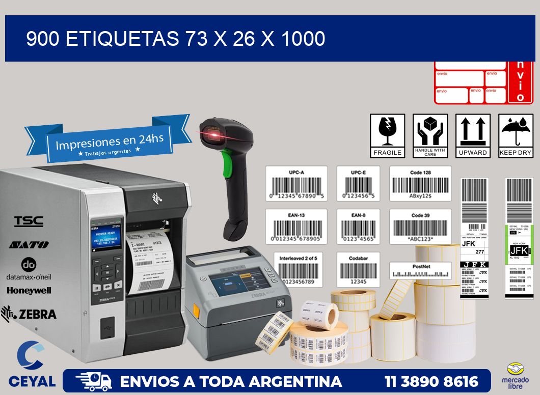 900 ETIQUETAS 73 x 26 x 1000