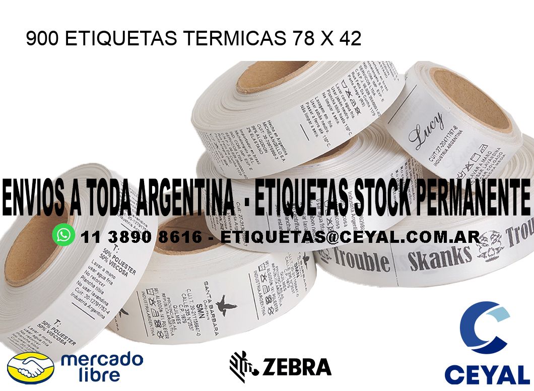 900 ETIQUETAS TERMICAS 78 x 42