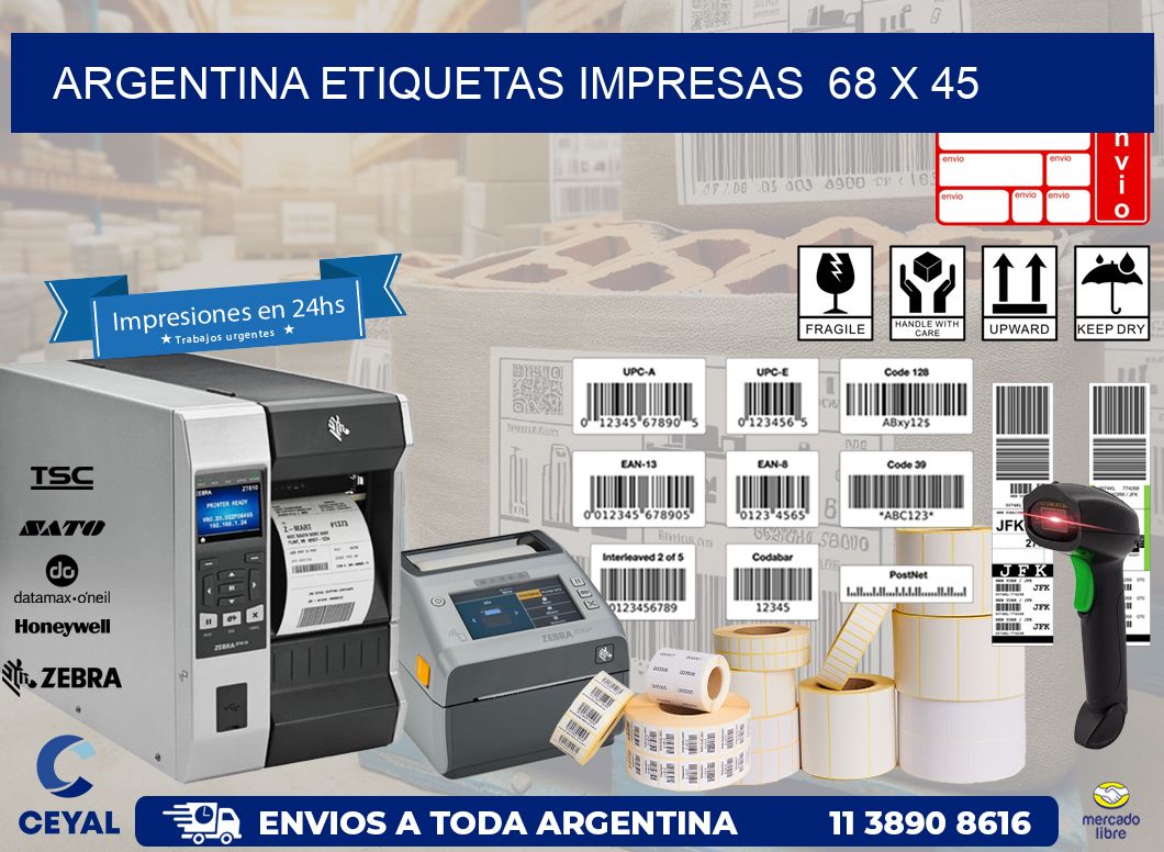 ARGENTINA ETIQUETAS IMPRESAS  68 x 45