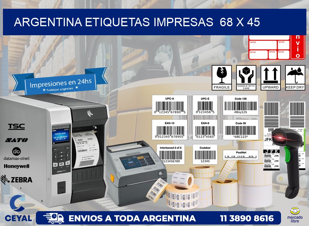 ARGENTINA ETIQUETAS IMPRESAS  68 x 45