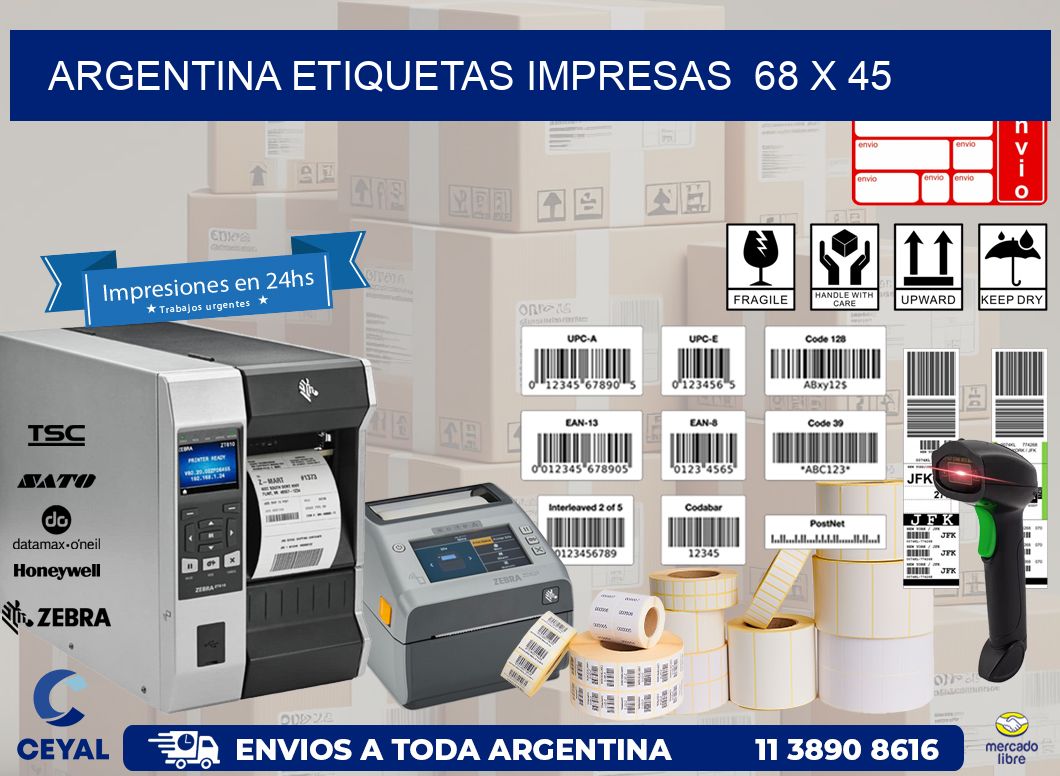 ARGENTINA ETIQUETAS IMPRESAS  68 x 45
