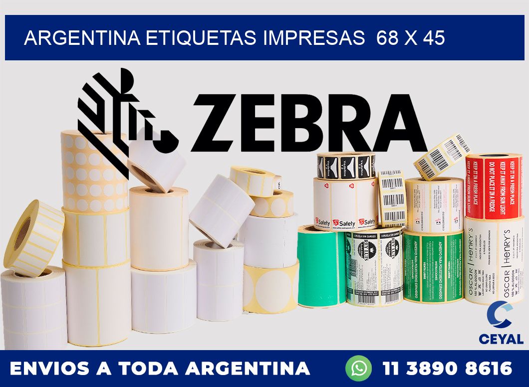 ARGENTINA ETIQUETAS IMPRESAS  68 x 45