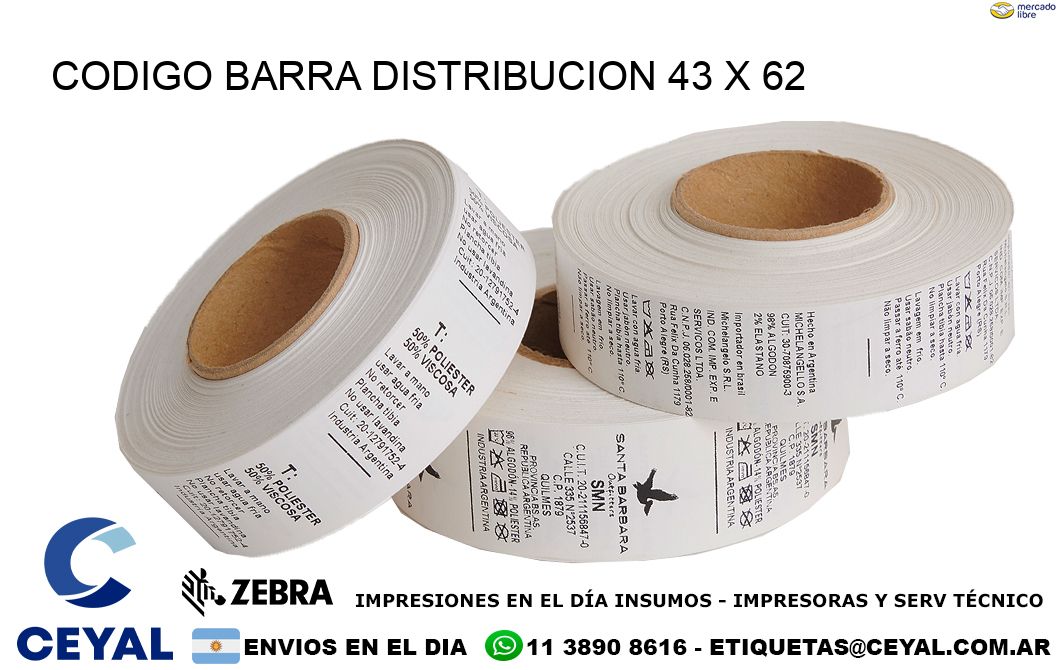 CODIGO BARRA DISTRIBUCION 43 x 62
