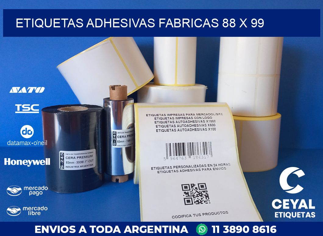 ETIQUETAS ADHESIVAS FABRICAS 88 x 99