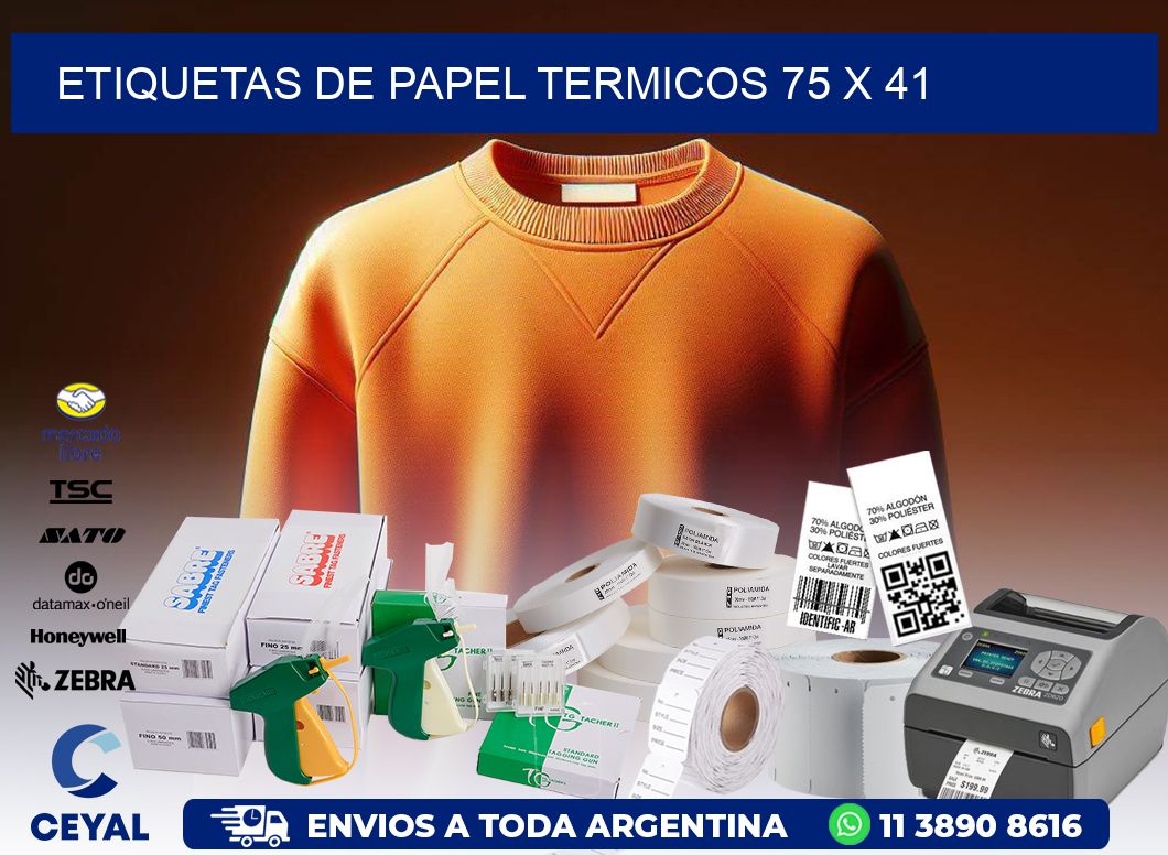 ETIQUETAS DE PAPEL TERMICOS 75 x 41
