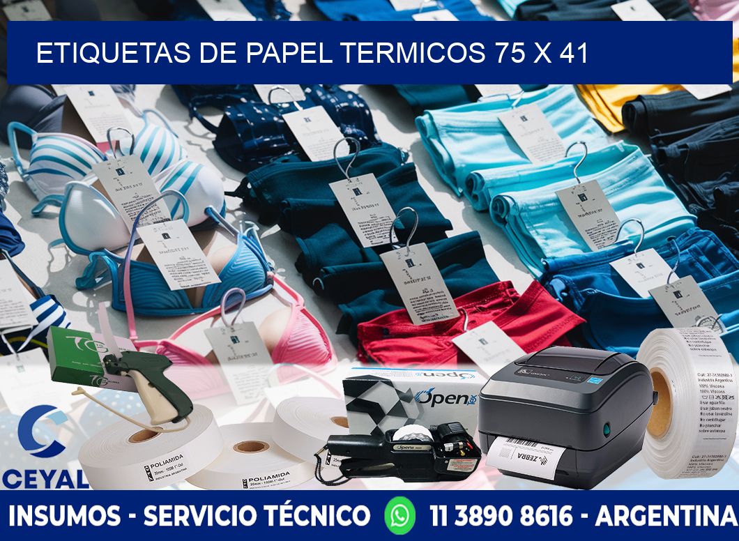 ETIQUETAS DE PAPEL TERMICOS 75 x 41