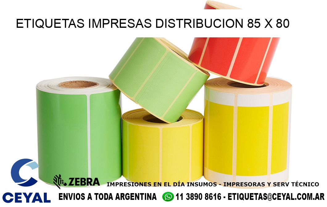 ETIQUETAS IMPRESAS DISTRIBUCION 85 x 80