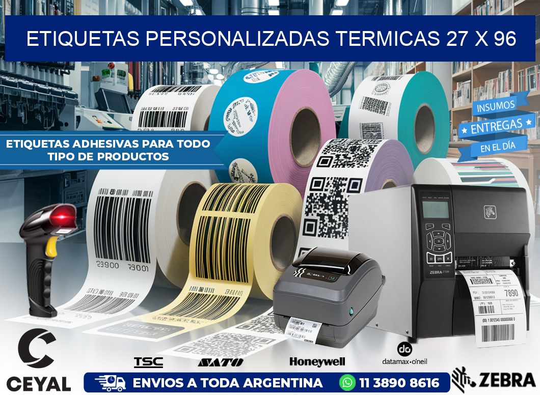 ETIQUETAS PERSONALIZADAS TERMICAS 27 x 96