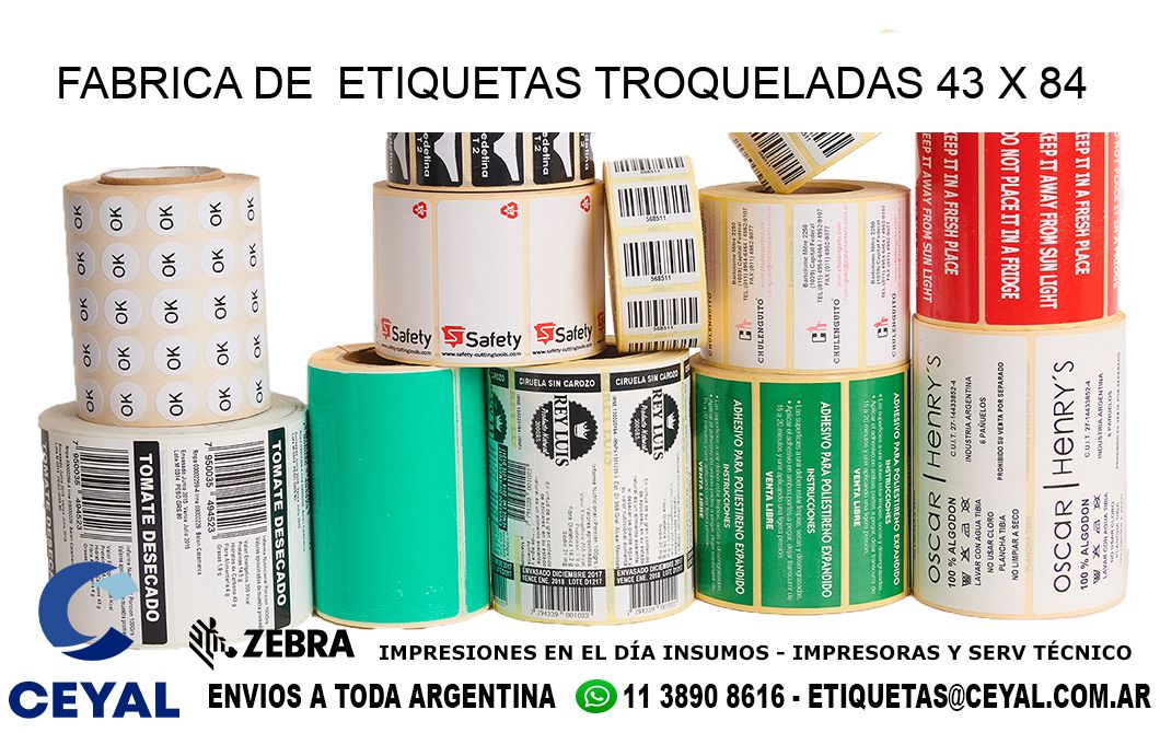 FABRICA DE  ETIQUETAS TROQUELADAS 43 x 84