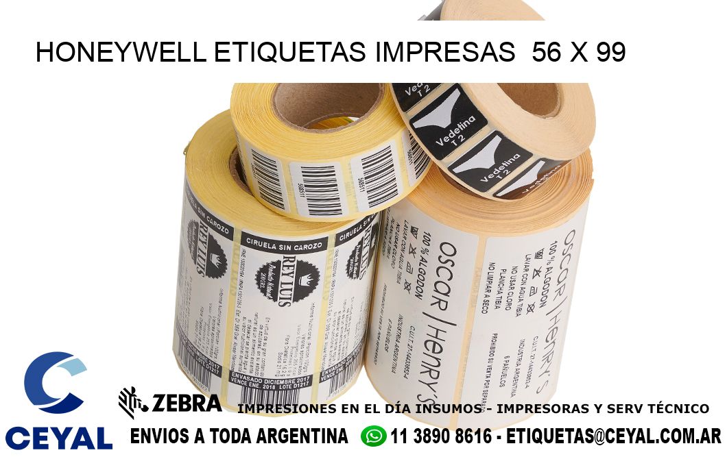 HONEYWELL ETIQUETAS IMPRESAS  56 x 99