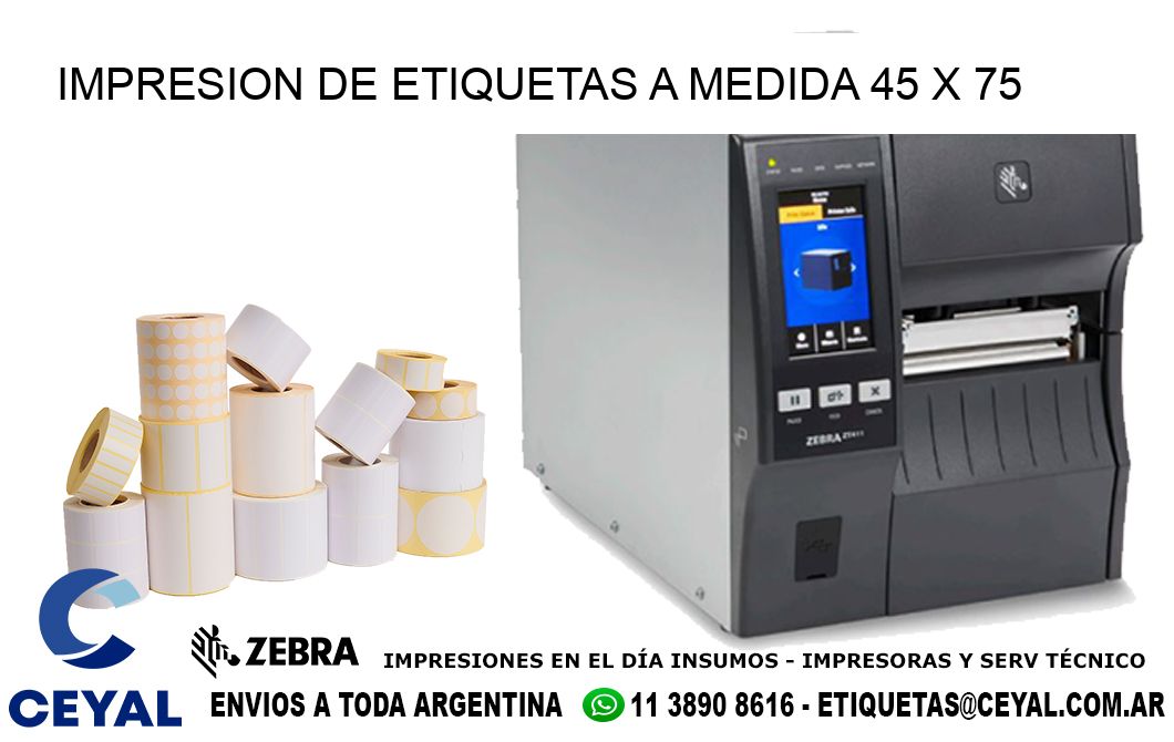IMPRESION DE ETIQUETAS A MEDIDA 45 x 75