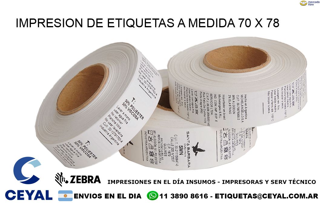 IMPRESION DE ETIQUETAS A MEDIDA 70 x 78