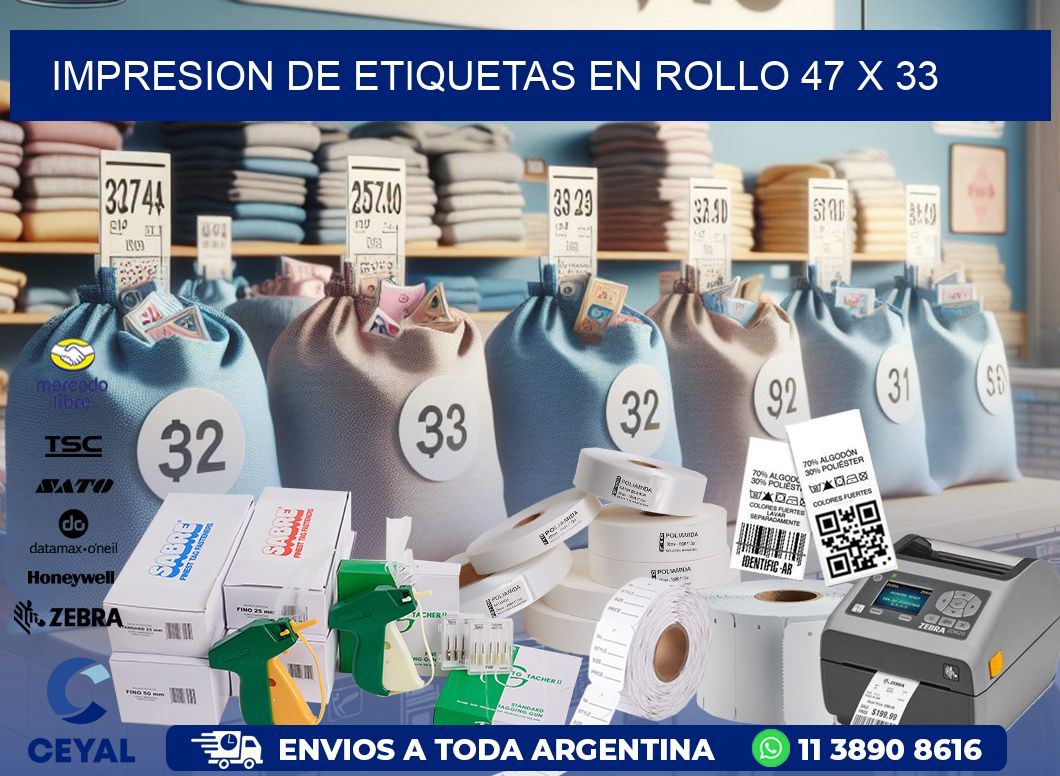 IMPRESION DE ETIQUETAS EN ROLLO 47 x 33