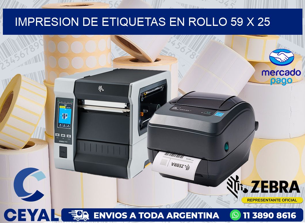 IMPRESION DE ETIQUETAS EN ROLLO 59 x 25