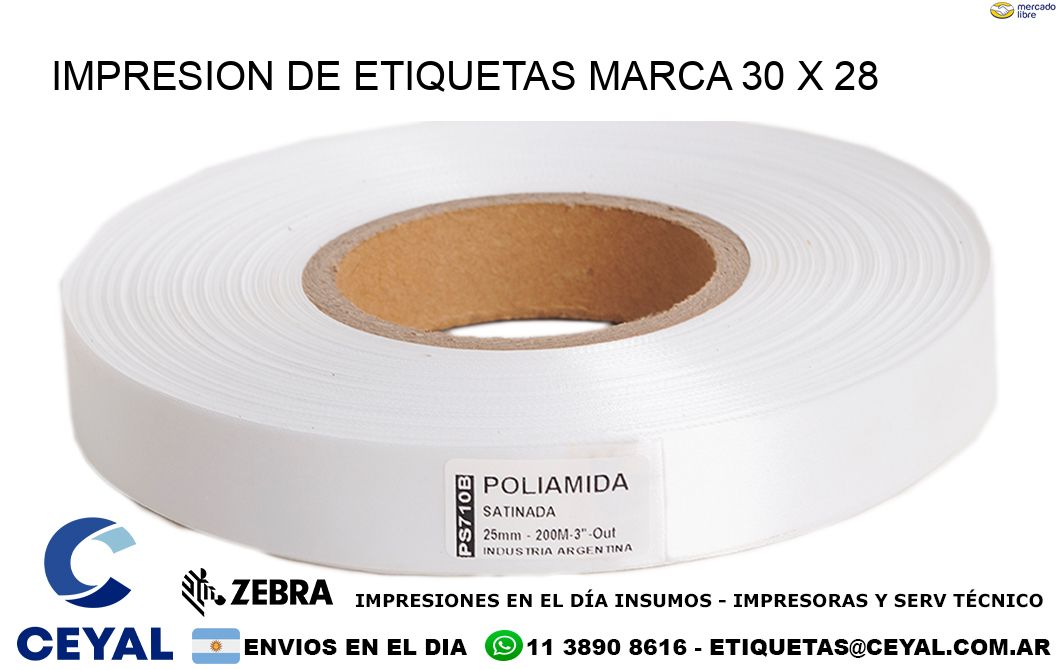 IMPRESION DE ETIQUETAS MARCA 30 x 28