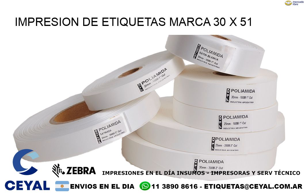 IMPRESION DE ETIQUETAS MARCA 30 x 51