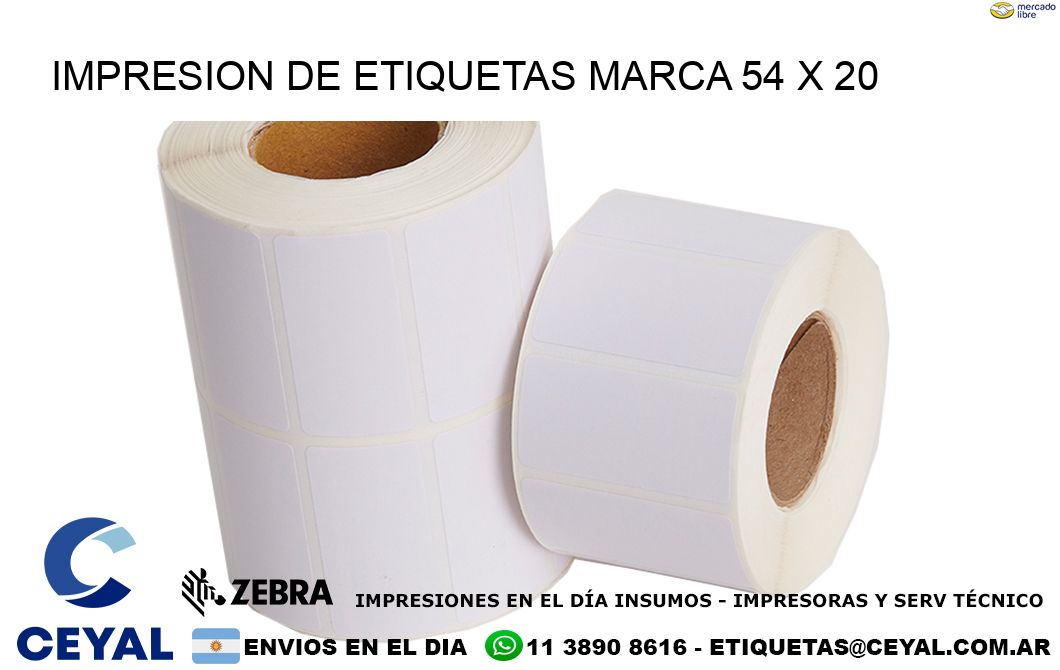 IMPRESION DE ETIQUETAS MARCA 54 x 20