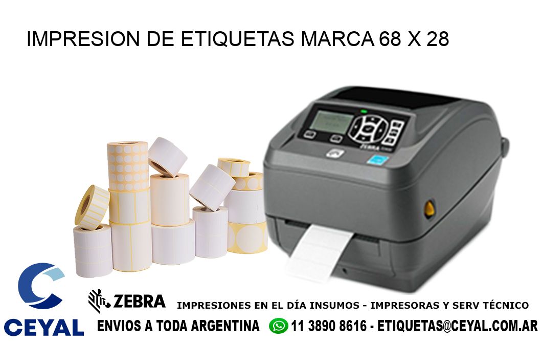 IMPRESION DE ETIQUETAS MARCA 68 x 28