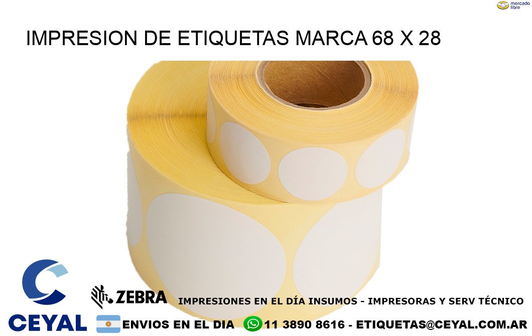 IMPRESION DE ETIQUETAS MARCA 68 x 28