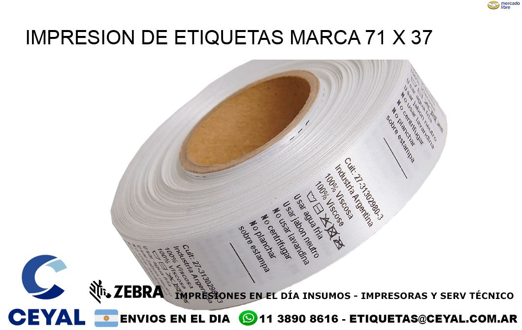 IMPRESION DE ETIQUETAS MARCA 71 x 37