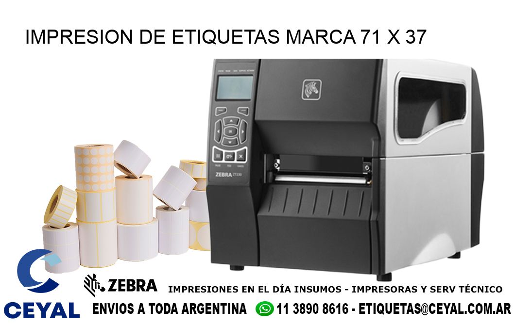 IMPRESION DE ETIQUETAS MARCA 71 x 37