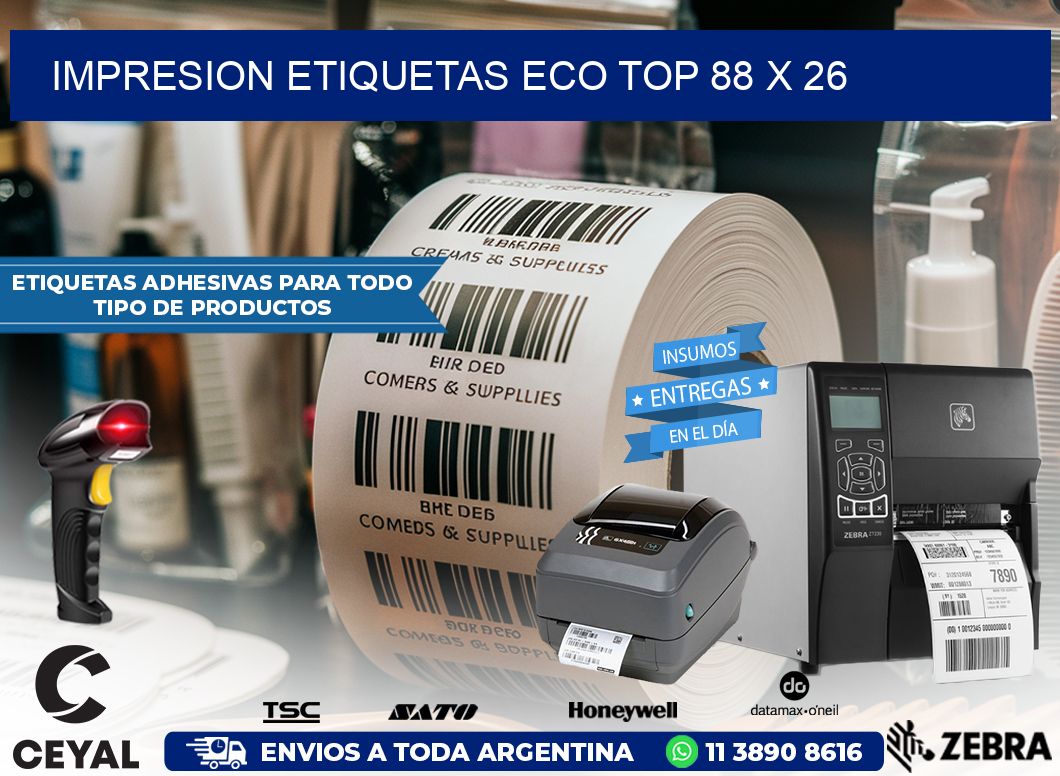 IMPRESION ETIQUETAS ECO TOP 88 x 26